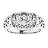 Accented Ring Mounting in 14 Karat White Gold for Round Stone..