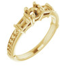 Baguette Accented Engagement Ring Mounting in 14 Karat Yellow Gold for Round Stone