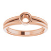 Bezel Set Solitaire Engagement Ring Mounting in 14 Karat Rose Gold for Round Stone.