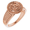 Double Halo Style Engagement Ring Mounting in 10 Karat Rose Gold for Round Stone.