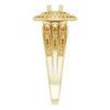 Double Halo Style Engagement Ring Mounting in 10 Karat Yellow Gold for Round Stone.