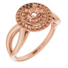 Double Halo Style Ring Mounting in 10 Karat Rose Gold for Round Stone.