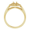 Double Halo Style Ring Mounting in 14 Karat Yellow Gold for Round Stone.