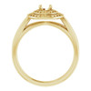 Double Halo Style Ring Mounting in 14 Karat Yellow Gold for Round Stone.