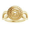 Double Halo Style Ring Mounting in 14 Karat Yellow Gold for Round Stone.