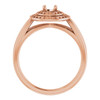 Double Halo Style Ring Mounting in 18 Karat Rose Gold for Round Stone.