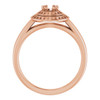 Double Halo Style Ring Mounting in 10 Karat Rose Gold for Round Stone..