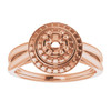Double Halo Style Ring Mounting in 14 Karat Rose Gold for Round Stone.