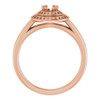 Double Halo Style Ring Mounting in 18 Karat Rose Gold for Round Stone..