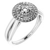 Double Halo Style Ring Mounting in Sterling Silver for Round Stone..