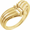 Family V Ring Mounting in 18 Karat Yellow Gold for Straight baguette Stone.