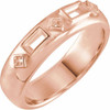 Family Ring Mounting in 18 Karat Rose Gold for Straight baguette Stone.