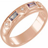 Family Ring Mounting in 18 Karat Rose Gold for Straight baguette Stone.