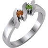 Family Ring Mounting in 18 Karat White Gold for Round Stone, 3.3 grams