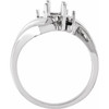 Accented Bypass Ring Mounting in 18 Karat White Gold for Oval Stone, 4.99 grams