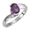 Bezel Set Ring Mounting in 18 Karat White Gold for Oval Stone, 4.29 grams