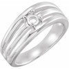 Family Ring Mounting in 18 Karat White Gold for Round Stone, 7.96 grams