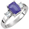 Accented Ring Mounting in 18 Karat White Gold for Emerald Stone, 3.47 grams