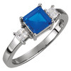 Accented Ring Mounting in Sterling Silver for Square Stone, 2.54 grams
