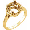 Halo Style Ring Mounting in 10 Karat Yellow Gold for Round Stone, 2.83 grams
