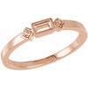 Family Stackable Ring Mounting in 18 Karat Rose Gold for Straight baguette Stone, 2.5 grams