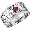 Family Floral Ring Mounting in 18 Karat White Gold for Round Stone, 7.68 grams