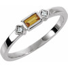 Family Stackable Ring Mounting in 18 Karat White Gold for Straight baguette Stone, 2.38 grams