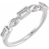 Family Stackable Ring Mounting in 18 Karat White Gold for Straight baguette Stone, 2.09 grams