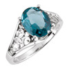 Scroll Solitaire Ring Mounting in 18 Karat White Gold for Oval Stone, 3.32 grams