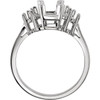 Accented Ring Mounting in 18 Karat White Gold for Emerald cut Stone, 2.9 grams