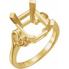 Solitaire Ring Mounting in 10 Karat Yellow Gold for Emerald cut Stone, 3.02 grams