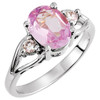 Three Stone Ring Mounting in 18 Karat White Gold for Oval Stone, 2.72 grams
