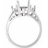 Three Stone Ring Mounting in 18 Karat White Gold for Oval Stone, 2.72 grams