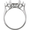 Accented Ring Mounting in 10 Karat White Gold for Emerald cut Stone, 2.59 grams