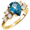 Accented Ring Mounting in 18 Karat Yellow Gold for Pear shape Stone, 4.05 grams