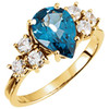 Accented Ring Mounting in 10 Karat Yellow Gold for Pear shape Stone, 3.17 grams