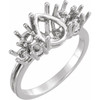 Accented Ring Mounting in 18 Karat White Gold for Pear shape Stone, 3.85 grams