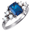 Accented Ring Mounting in Sterling Silver for Emerald cut Stone, 2.97 grams