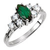 Accented Ring Mounting in 18 Karat White Gold for Marquise Stone, 3.53 grams