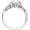 Accented Bypass Ring Mounting in 10 Karat White Gold for Marquise Stone, 3.23 grams