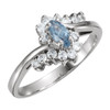 Accented Ring Mounting in 10 Karat White Gold for Marquise Stone, 2.91 grams