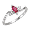 Accented Bypass Ring Mounting in 18 Karat White Gold for Marquise Stone, 2.58 grams