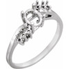 Accented Ring Mounting in 18 Karat White Gold for Oval Stone, 2.47 grams
