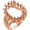Halo Style Ring Mounting in 14 Karat Rose Gold for Oval Stone, 6.86 grams