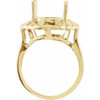 Accented Ring Mounting in 18 Karat Yellow Gold for Oval Stone, 6.84 grams