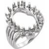 Halo Style Ring Mounting in 18 Karat White Gold for Oval Stone, 7.82 grams