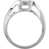 Bezel Set Bypass Ring Mounting in 10 Karat White Gold for Round Stone, 3.31 grams