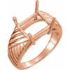 Solitaire Ring Mounting in 14 Karat Rose Gold for Emerald cut Stone, 3.65 grams
