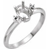 Accented Ring Mounting in 10 Karat White Gold for Oval Stone, 1.5 grams