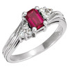 Accented Ring Mounting in Sterling Silver for Emerald cut Stone, 2.74 grams